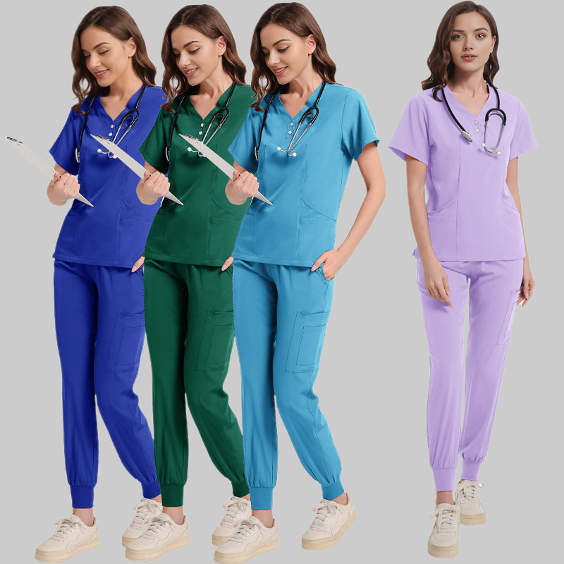 Medical Lab Coats - 白衣臨床作業服医療スクラブ制服女性看護師医師クリニック作業服マルチカラービューティーセットジョギングパンツ
