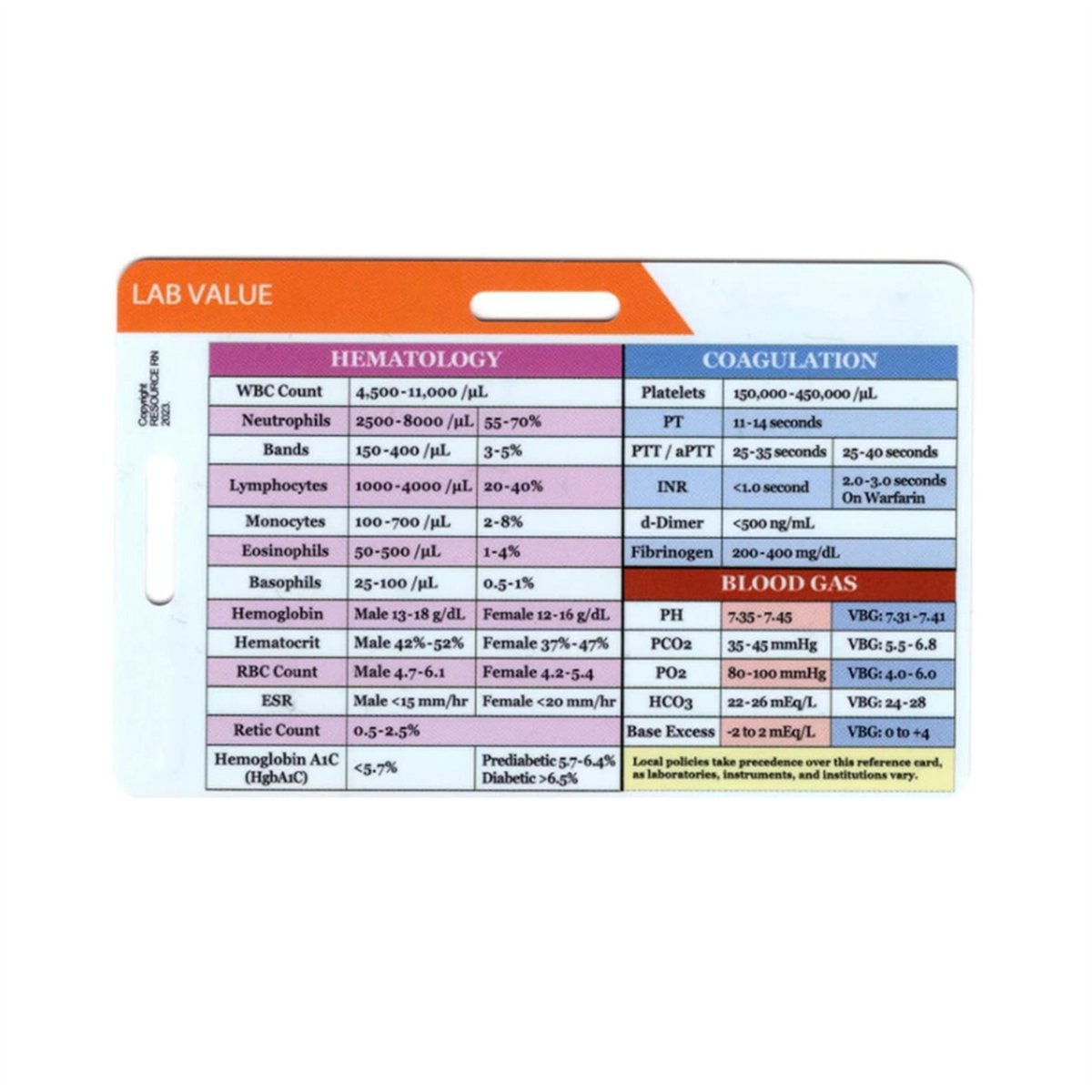Medical Lab Values - AA77 新品 血液採取のラボ値と順序に関するバッジカード、看護師用アクセサリーカード、参考カード、医療ギフト