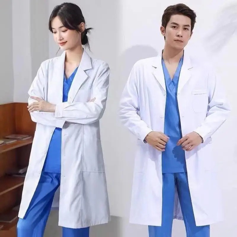Medical Lab Coats - 白い白衣実験医療制服長袖学生白衣食品工場ナース制服研究室作業服