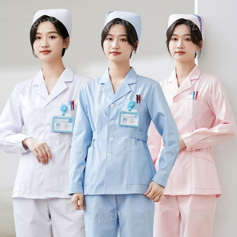 Medical Lab Coats - 新しい白い長袖ナースユニフォーム、白衣、女性用医師ユニフォーム、医療用衣料、美容サロンスクラブトップ、カスタムロゴ入り