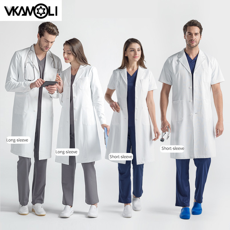 高品質アンチズー生地白衣長袖歯科医服美容院医師服作業服白衣 - Medical Lab Coats のレビューと価格
