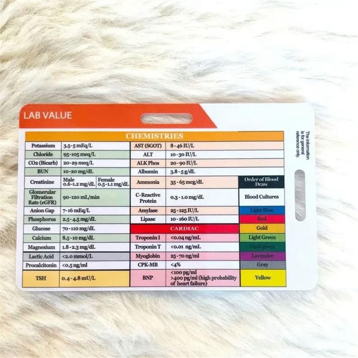 AA77 新品 血液採取のラボ値と順序に関するバッジカード、 - Medical Lab Values のレビューと価格