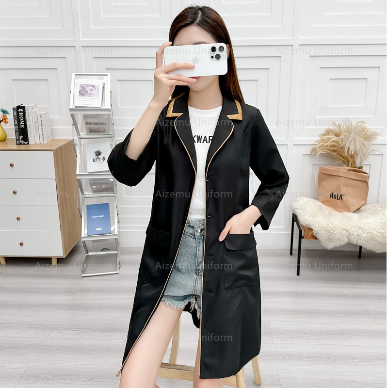 黒美容制服美容師ローブ女性サロン白衣ナース制服医療スクラブピ - Medical Lab Coats のレビューと価格