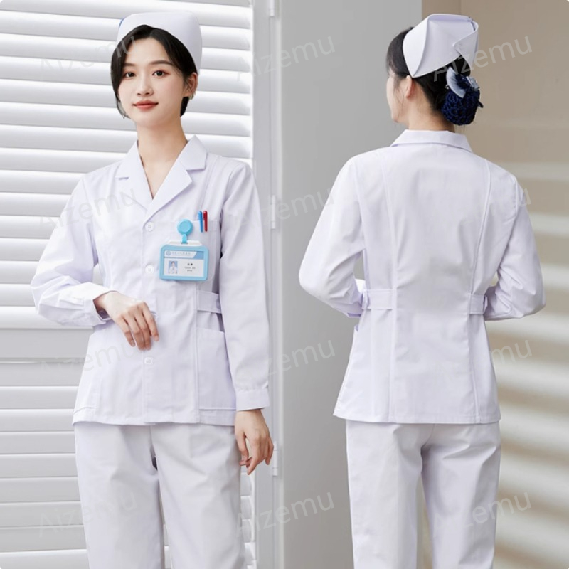 新しい白い長袖ナースユニフォーム、白衣、女性用医師ユニフォー - Medical Lab Coats のレビューと価格