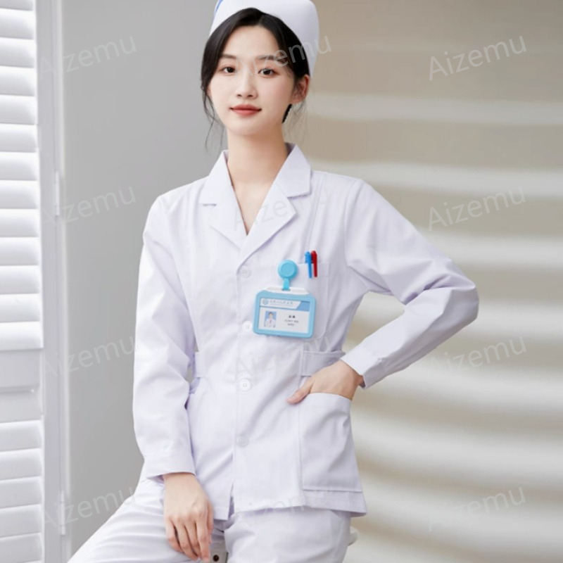 新しい白い長袖ナースユニフォーム、白衣、女性用医師ユニフォー - Medical Lab Coats のレビューと価格