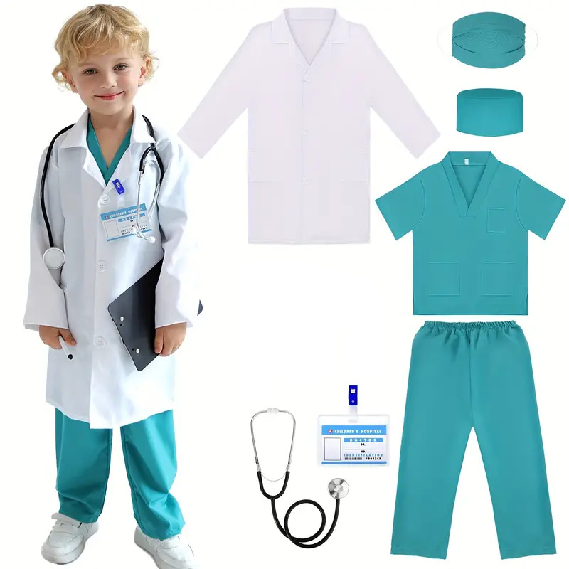 子供のための医師と看護師のコスプレ衣装,白い実験室のコート, - Medical Lab Coats のレビューと価格