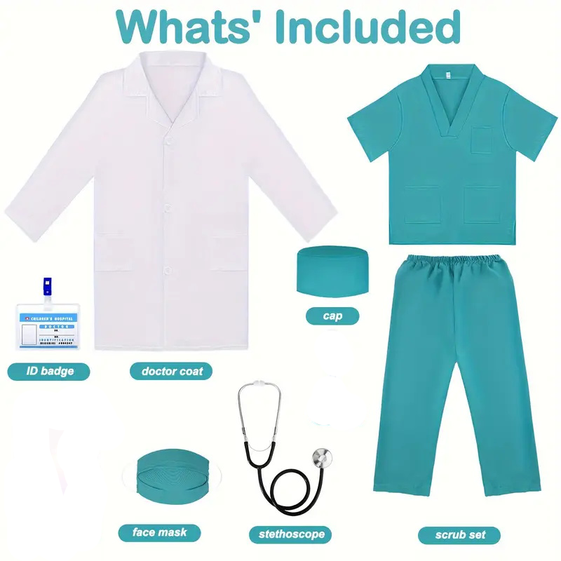 子供のための医師と看護師のコスプレ衣装,白い実験室のコート, - Medical Lab Coats のレビューと価格