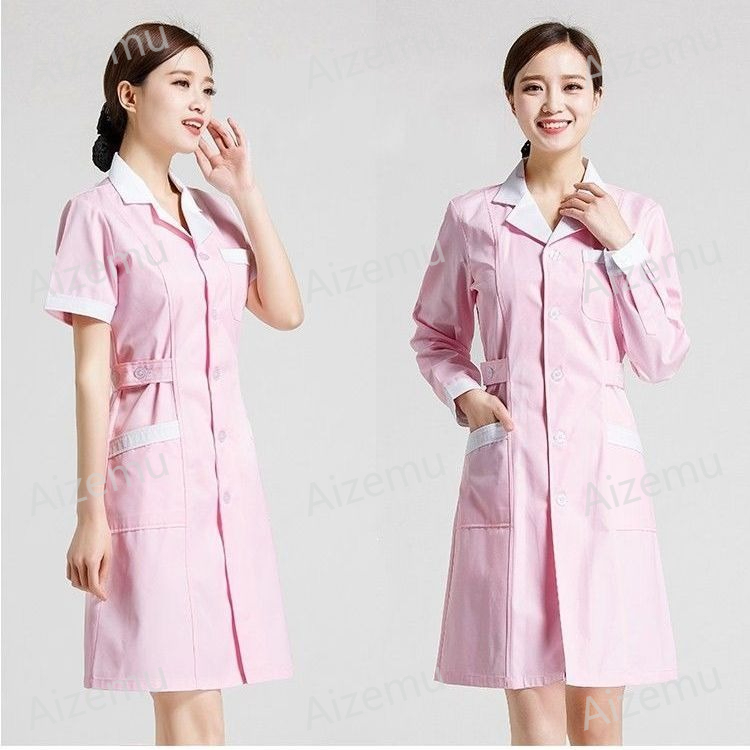 ユニセックス半袖美容サロンスクラブドレス白薬局医師制服白衣ペ - Medical Lab Coats のレビューと価格