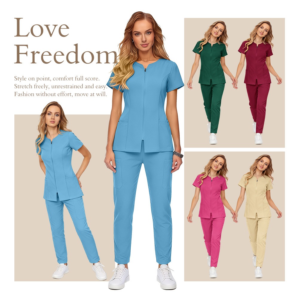 卸売医療スクラブセット スパンデックスストレッチ ナーススク - Medical Lab Coats のレビューと価格