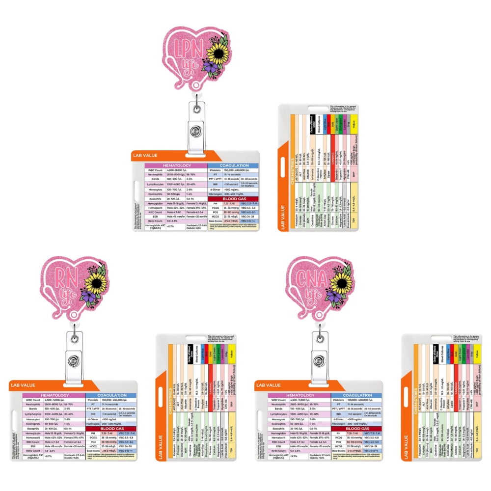 グリッターアクリル製看護師バッジリール、ラボ値バッジホルダー - Medical Lab Values のレビューと価格