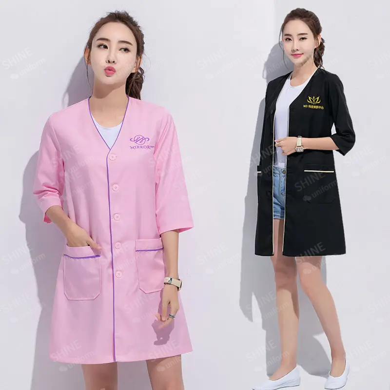 美容制服美容師カスタムロゴスキンマネージャー作業服スパ制服白 - Medical Lab Coats のレビューと価格
