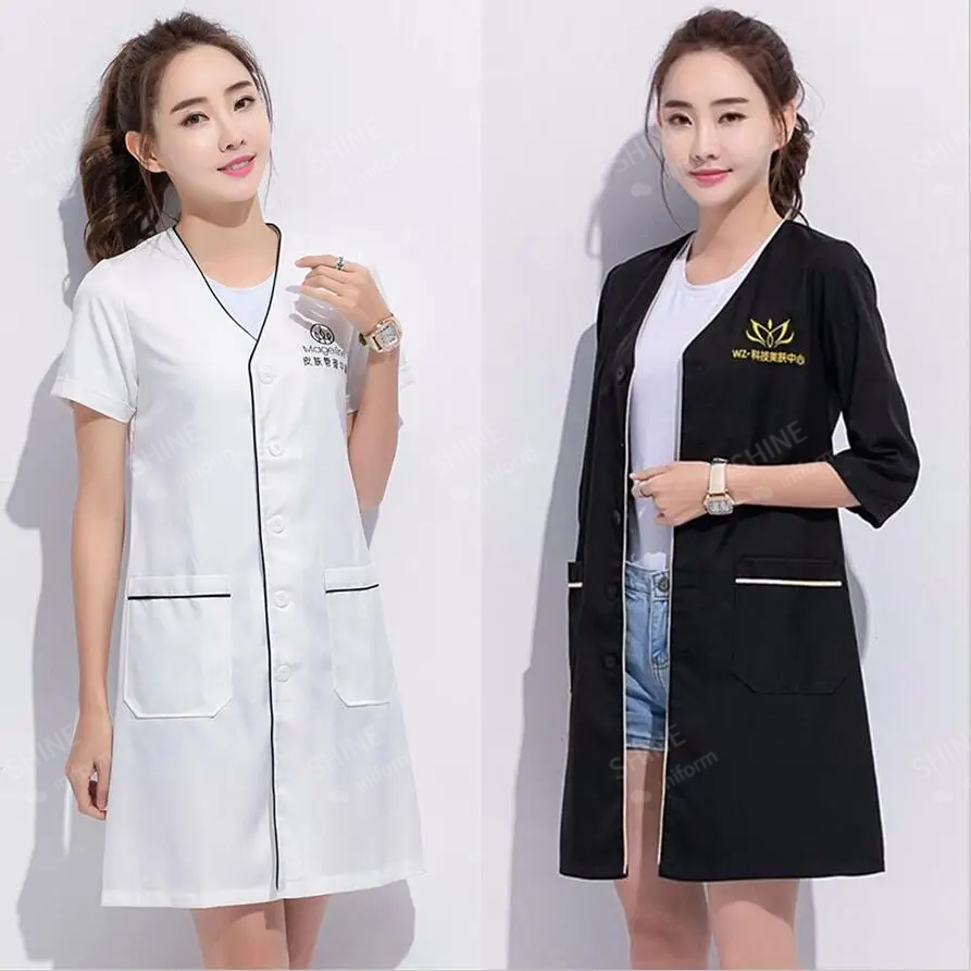 美容制服美容師カスタムロゴスキンマネージャー作業服スパ制服白 - Medical Lab Coats のレビューと価格